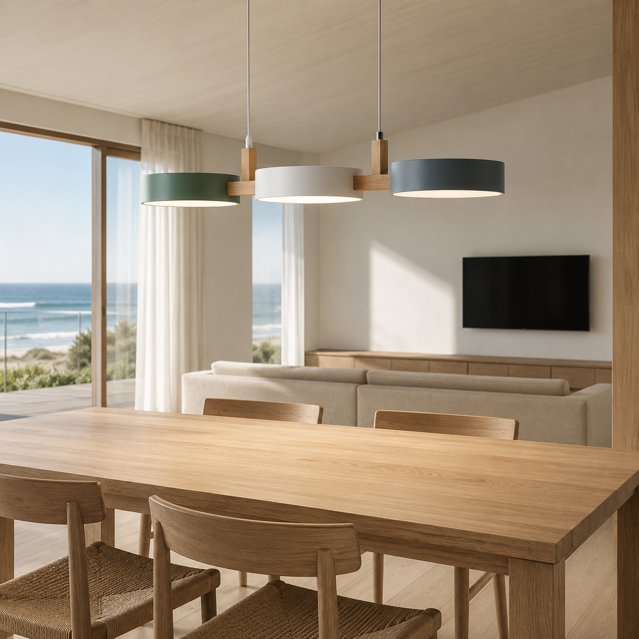 Vilde Scandinavian Linear Pendant Light with Staggered Metal Shades