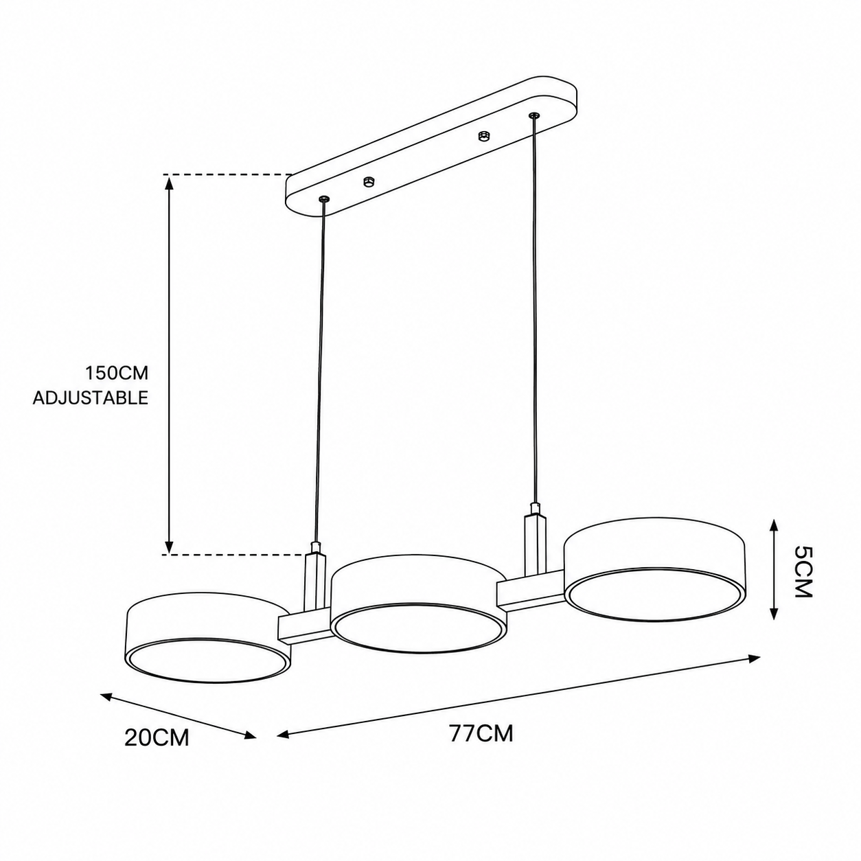 Vilde Scandinavian Linear Pendant Light with Staggered Metal Shades
