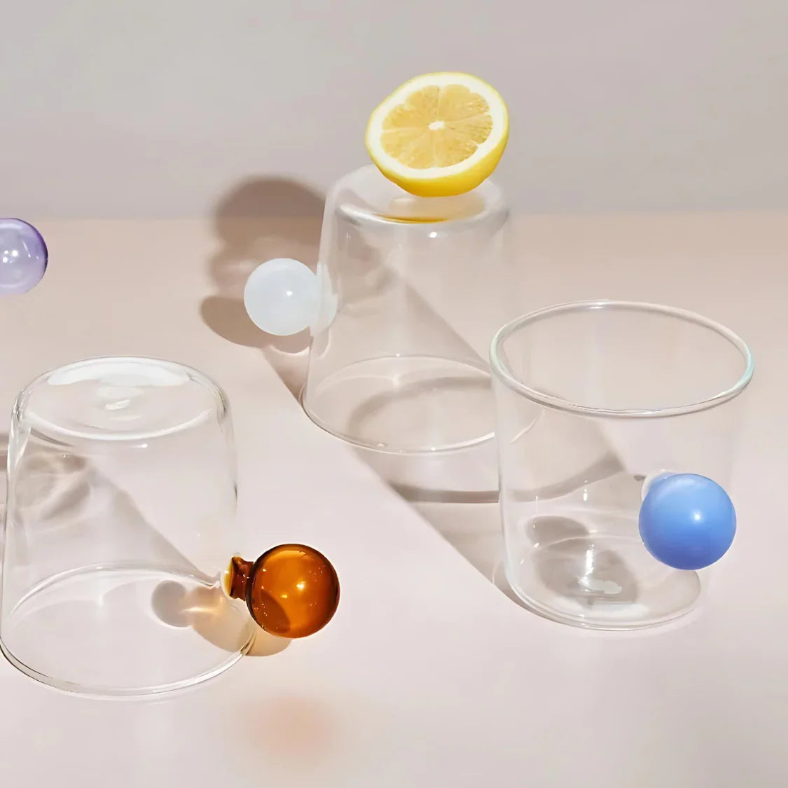 Ajaccio | Drinking Glass Set with Unique Colored Ball Handle | 300ml Capacity for Stylish Beverages 3