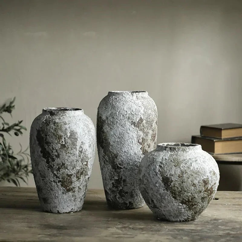 Alba Collection | Ceramic Vase with Stone-Stained Finish | Elegant Home Decor for Cozy Atmosphere 3