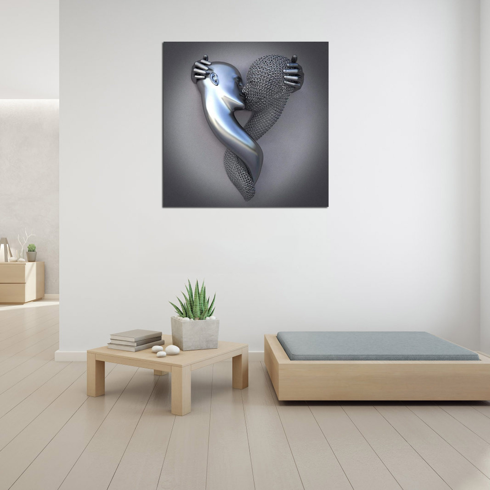 AmorArte | Canvas Wall Art Prints with Metal Love Figure | Modern Decor for Romantic Spaces 1