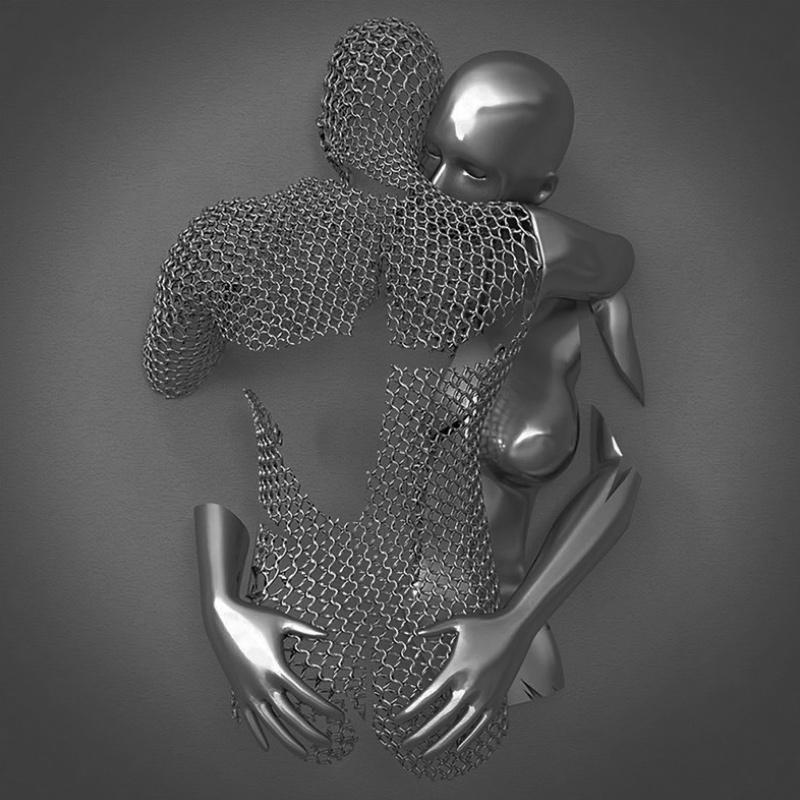AmorArte | Canvas Wall Art Prints with Metal Love Figure | Modern Decor for Romantic Spaces 2