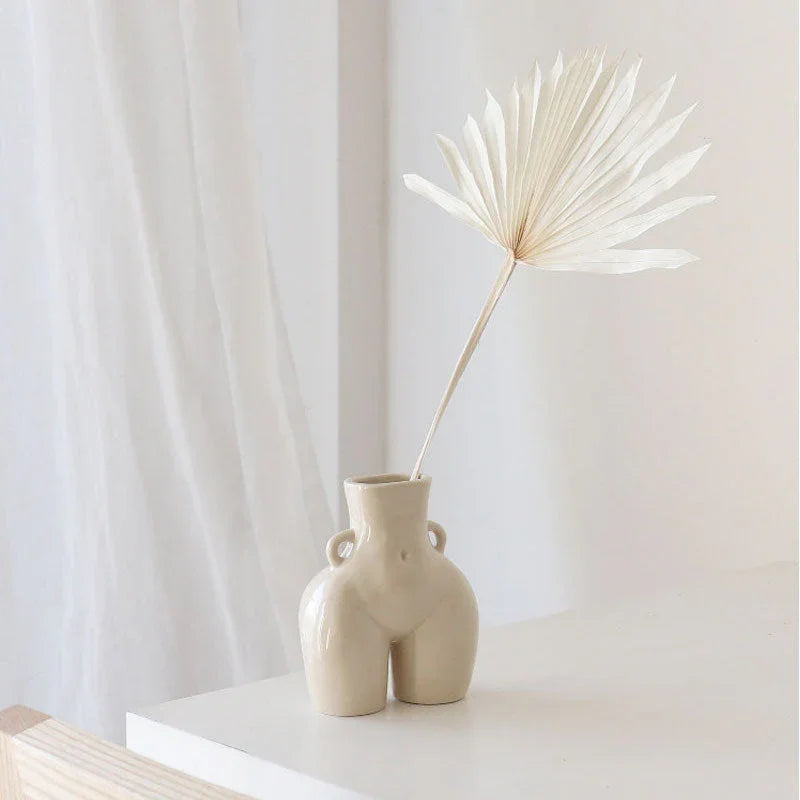 Artisan Body Sculpture | Ceramic Flower Vase in Matte White & Black | Eco-Friendly Design for Modern Decor 6