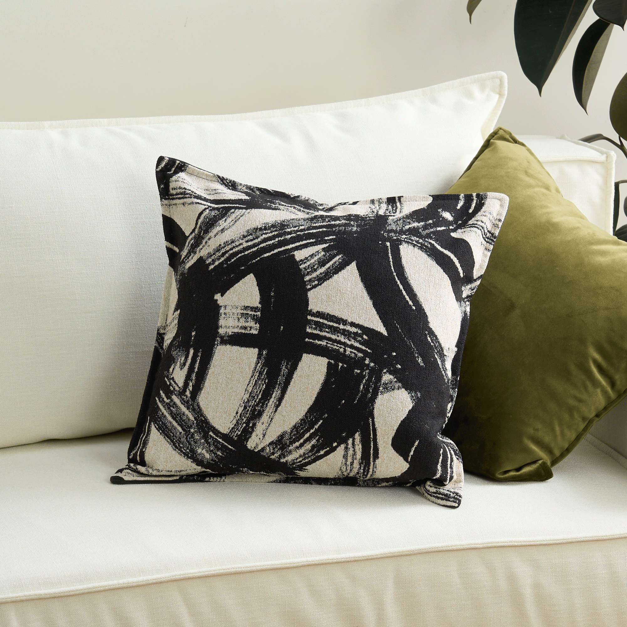 Artistic Home Decor | Modern Art Cushion Cover with Hidden Zipper | Cozy Black & White Design for Stylish Interiors 3