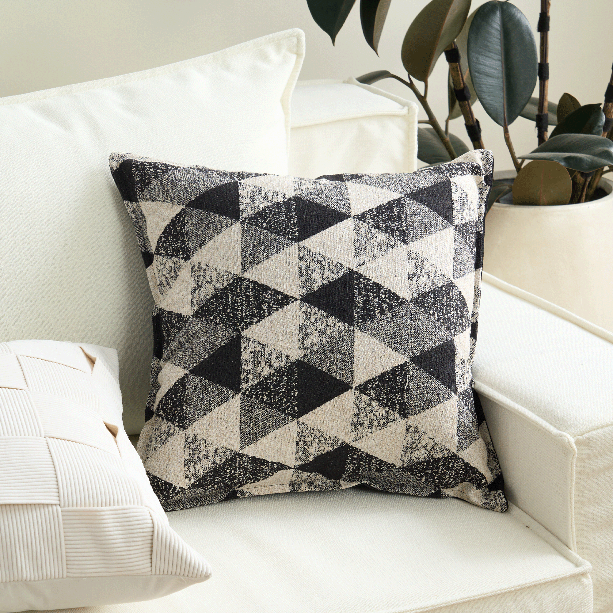 Artistic Home Decor | Modern Art Cushion Cover with Hidden Zipper | Cozy Black & White Design for Stylish Interiors 6