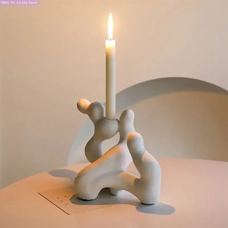 Artistic Nordic Candle Holder | Unique Ceramic Design with Irregular Shape | Modern Decor for Stylish Living Spaces 4