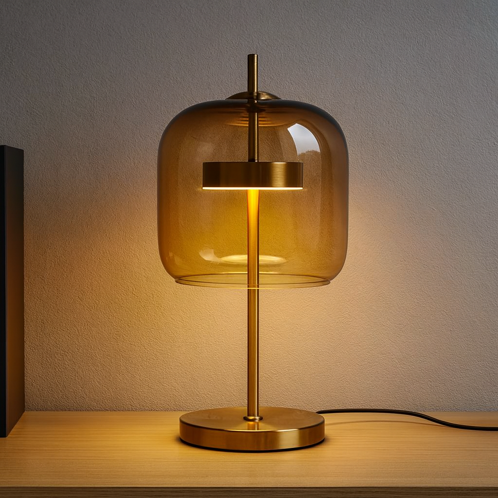 Aurelia | Stained Glass Table Lamp with Gold Iron Base | Elegant Bedside Lighting for Cozy Modern Spaces 1