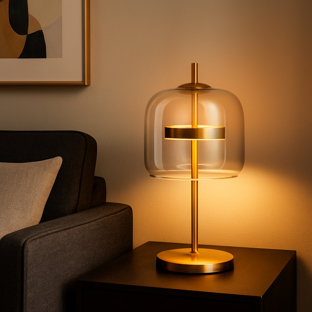 Aurelia | Stained Glass Table Lamp with Gold Iron Base | Elegant Bedside Lighting for Cozy Modern Spaces 6