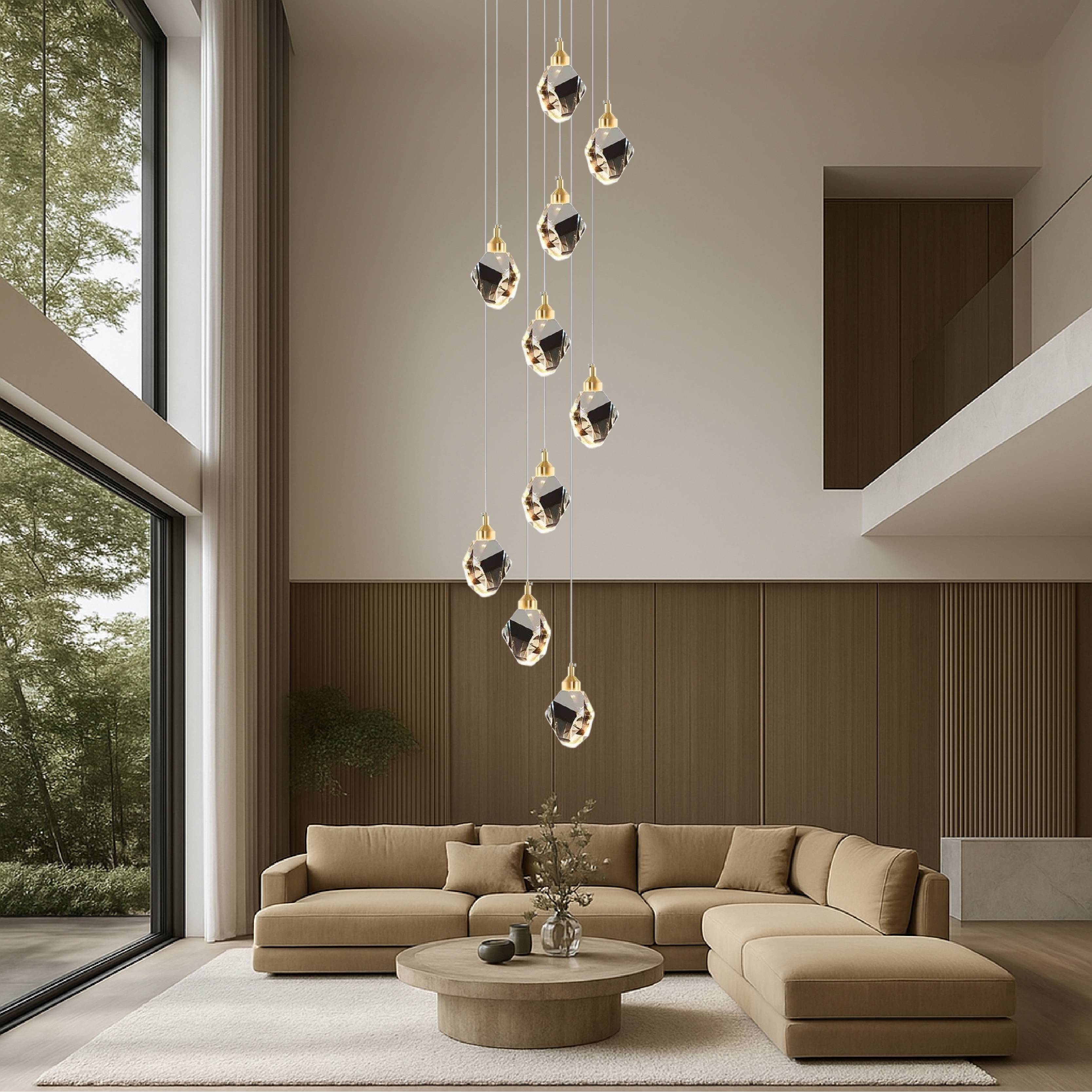 Aurevia | Crystal Chandelier Light with 10 Light Points | Elegant Design for High Ceilings 0