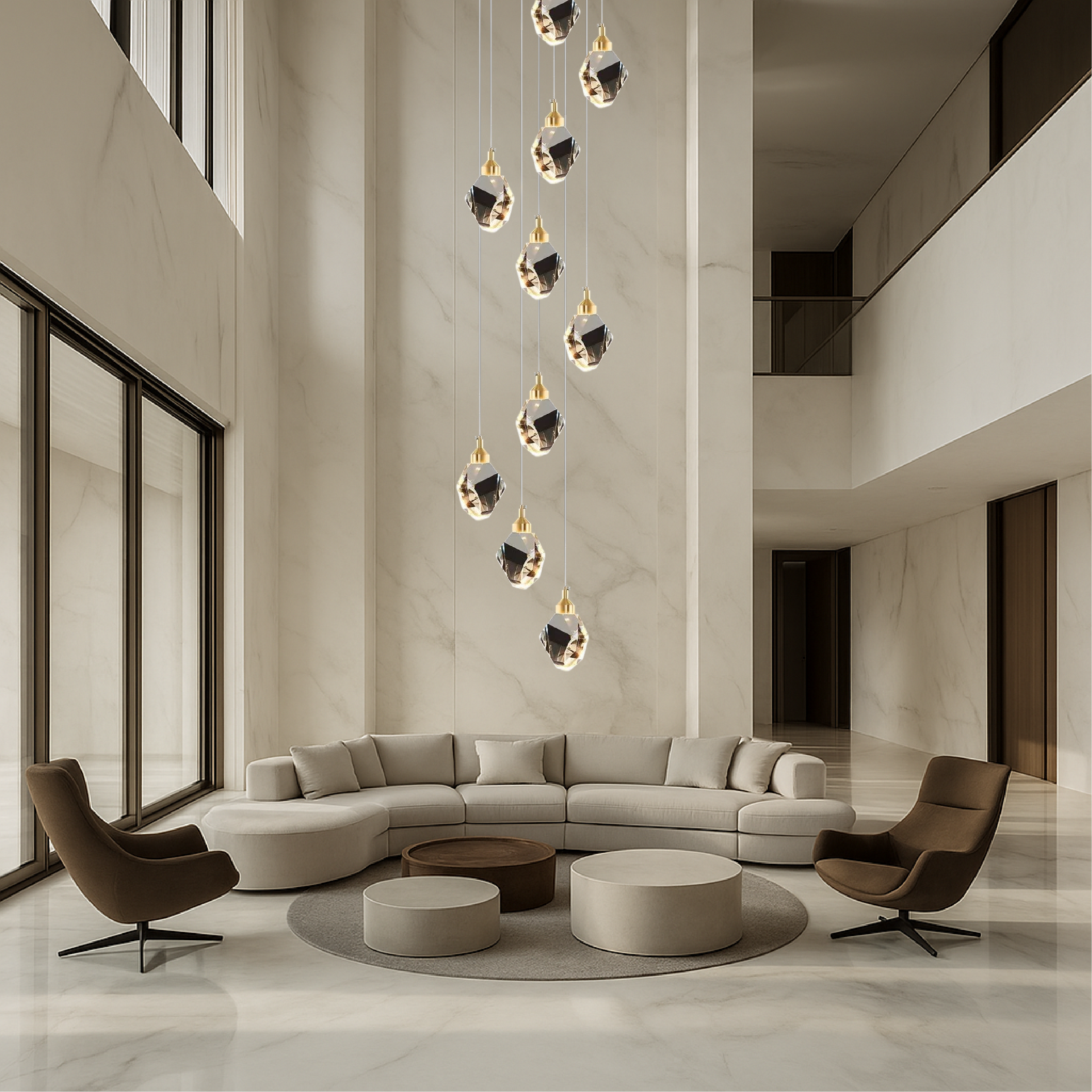 Aurevia | Crystal Chandelier Light with 10 Light Points | Elegant Design for High Ceilings 3