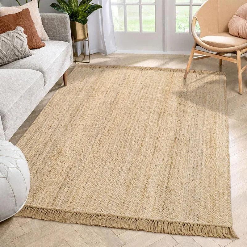 Avalon Collection | Jute Rug with Stylish Tassels | Hand-Woven & Eco-Friendly for Modern Living Spaces 0