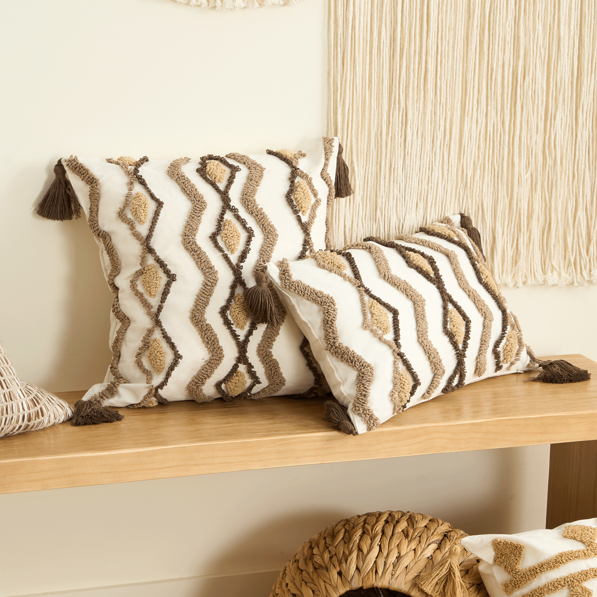 Bohemian Charm | Sofa Cushion Cover with Tassels & Durable Cotton | Stylish Decor for Cozy Living Spaces 2