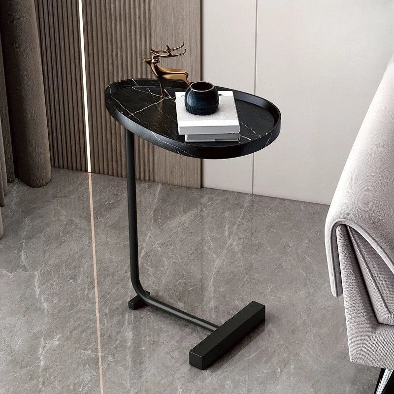 C-Shaped Side Table | Compact Wood & Metal Design for Small Spaces 0