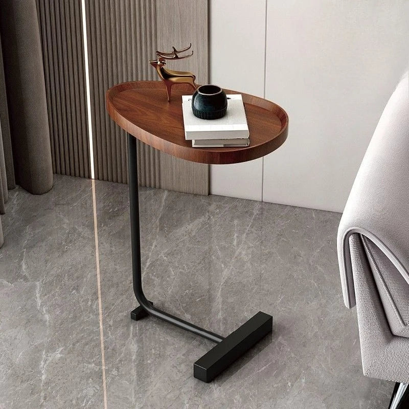 C-Shaped Side Table | Compact Wood & Metal Design for Small Spaces 2
