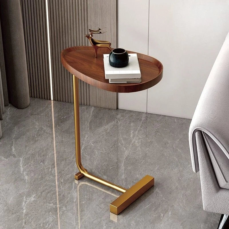 C-Shaped Side Table | Compact Wood & Metal Design for Small Spaces 3
