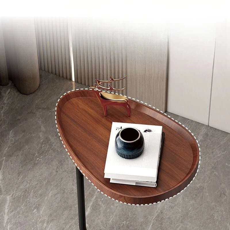 C-Shaped Side Table | Compact Wood & Metal Design for Small Spaces 4