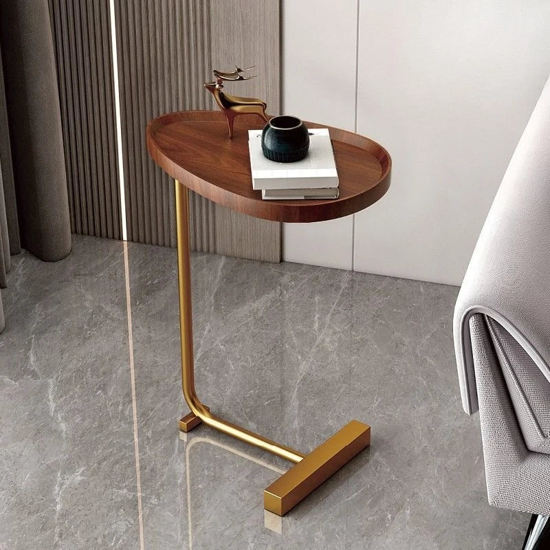 C-Shaped Side Table | Compact Wood & Metal Design for Small Spaces 8