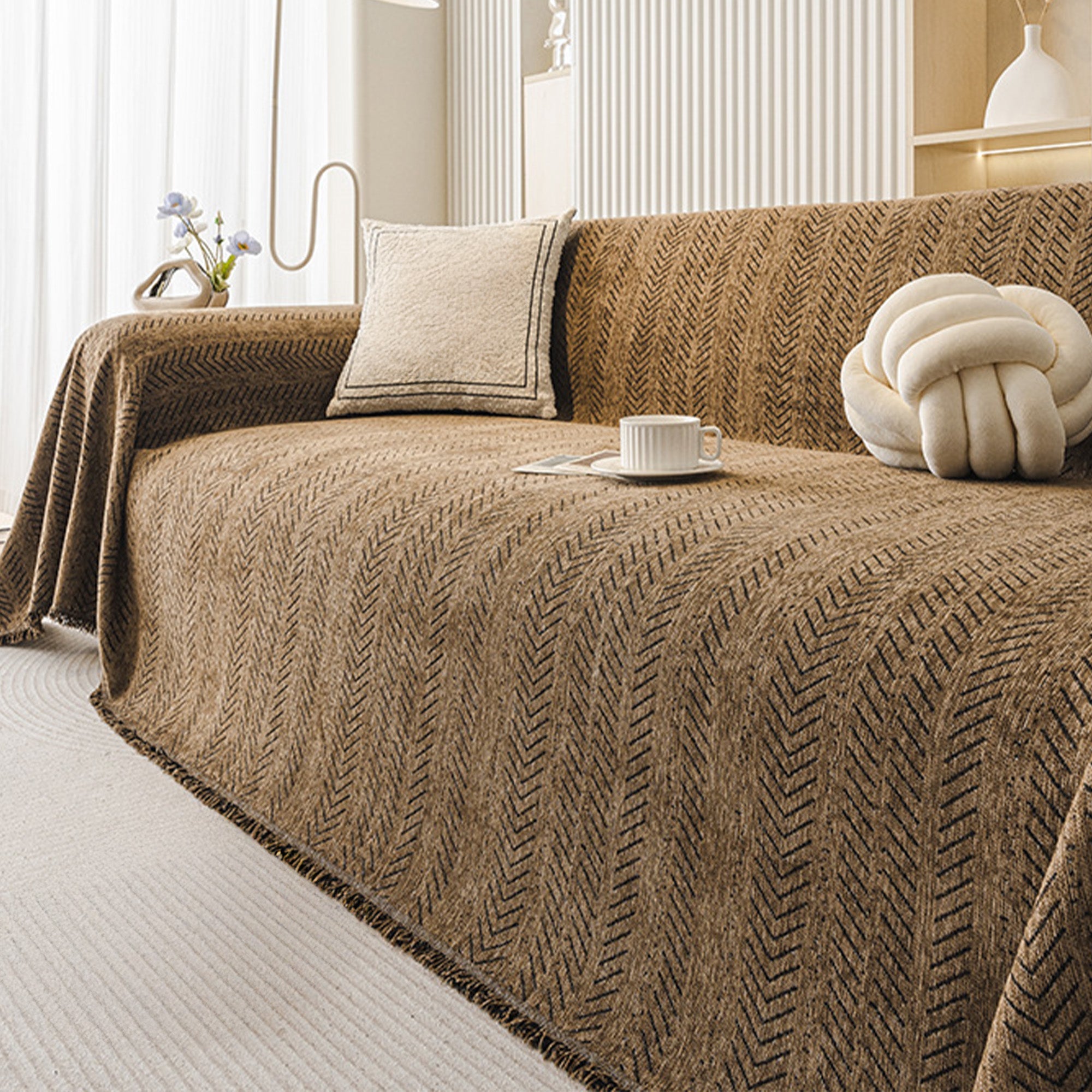 Cozy Chenille Sofa Cover | Anti-Scratch Design for Pet-Friendly Comfort 9