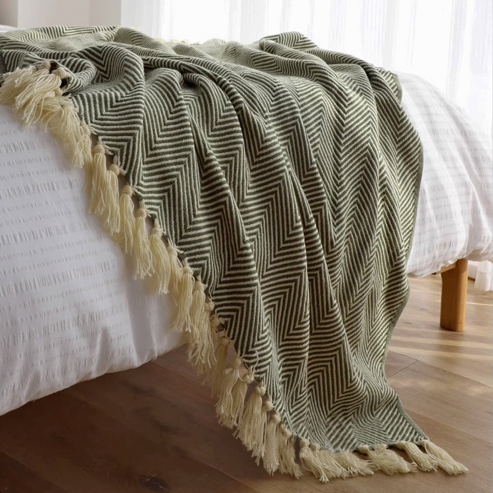 Cozy Herringbone Knit Throw Blanket for Ultimate Warmth & Style | Soft Acrylic Blend for Comfort 1