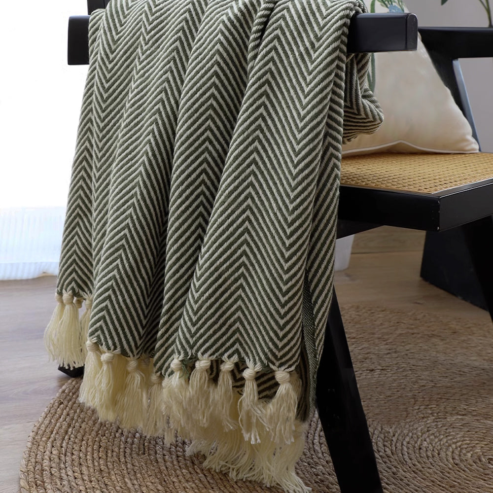 Cozy Herringbone Knit Throw Blanket for Ultimate Warmth & Style | Soft Acrylic Blend for Comfort 2