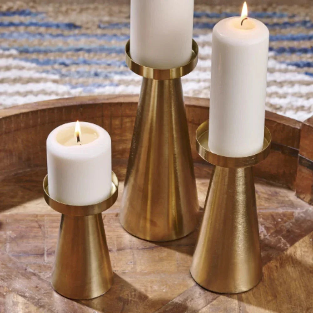 Elegant Brass Candle Holders Set | Handcrafted Design for Stylish Home Décor 2