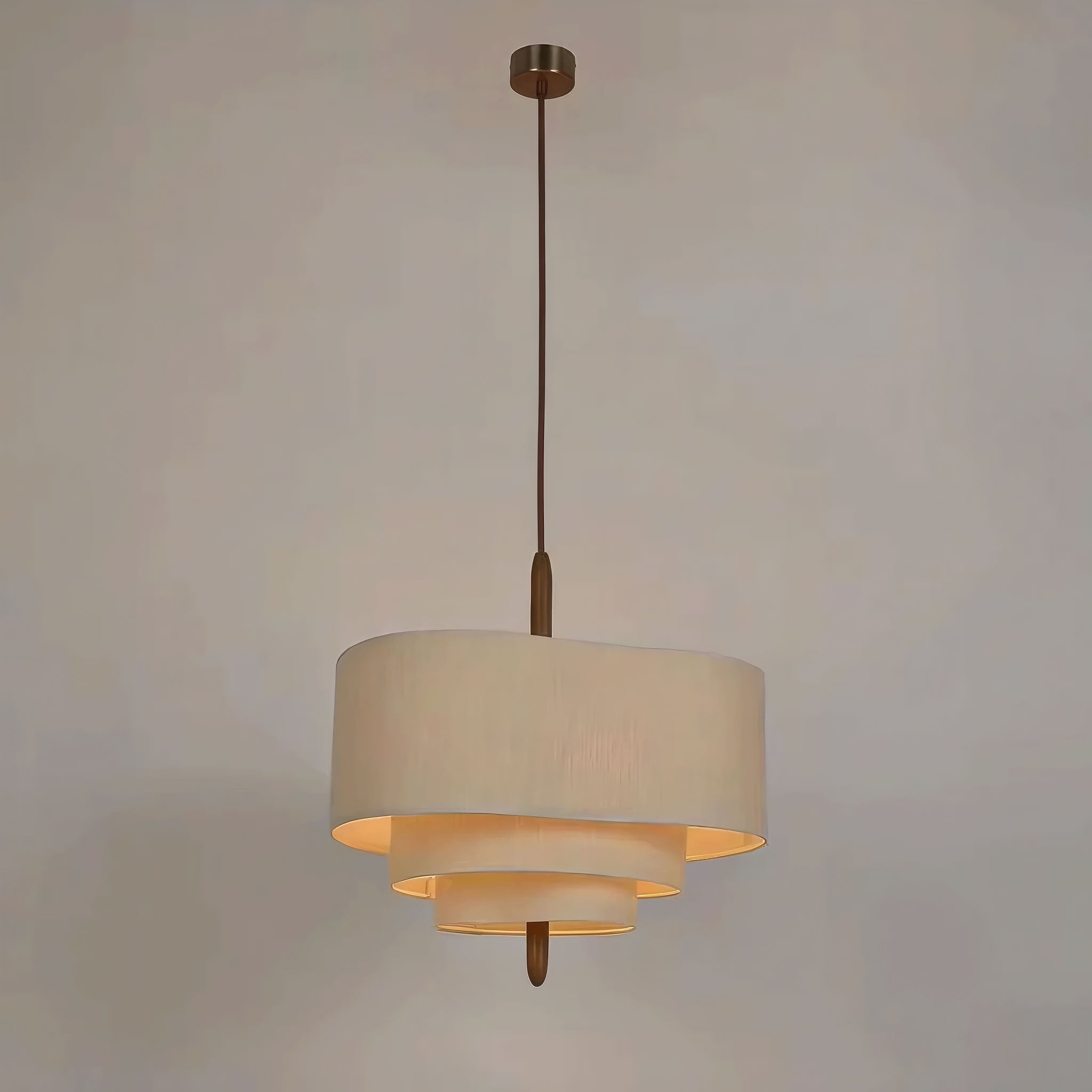 Elegant Ceiling Lamp | Layered Linen Shade & Solid Wood Accents | Stunning Flush Mount Ceiling Light for Home Decor 5