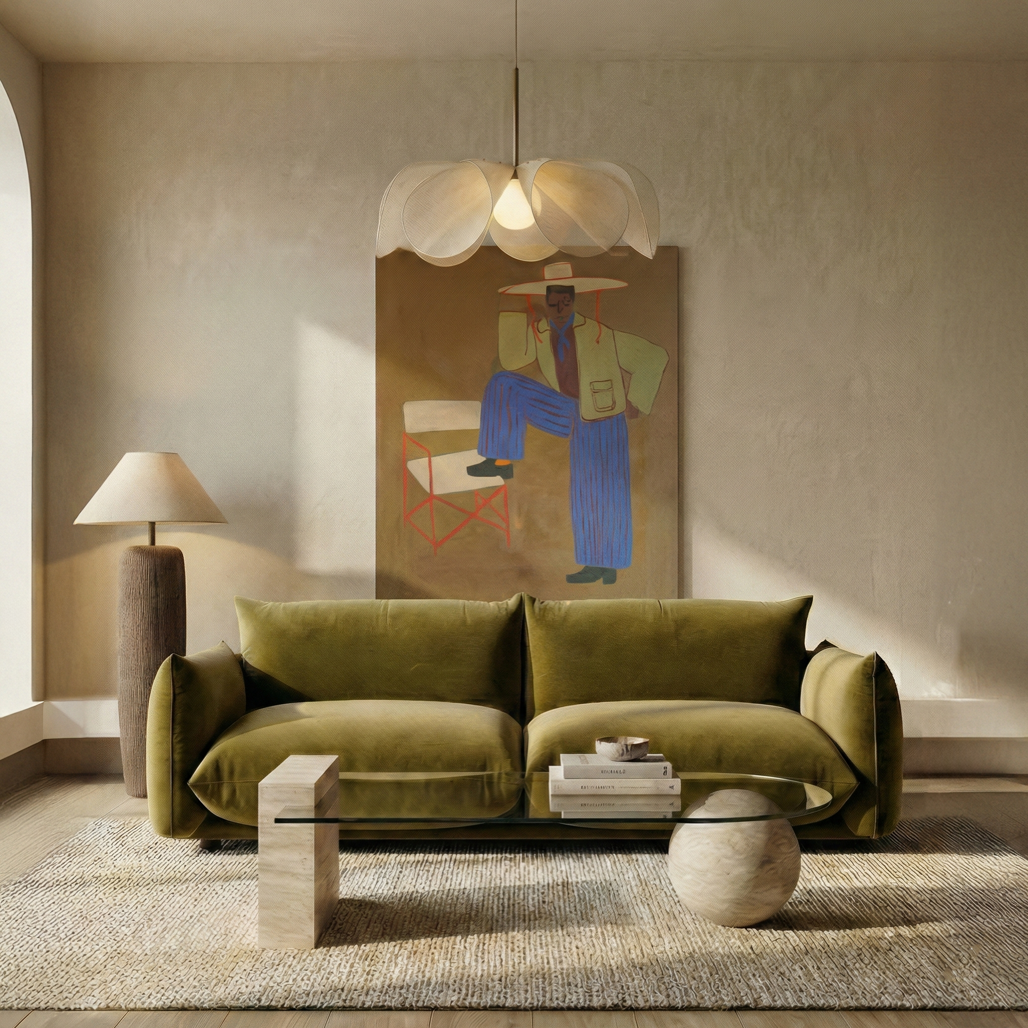 Elegant Ceiling Lamp | Soft Fabric Design with Adjustable Height | Cozy Lighting for Dining Room and Interiors 4