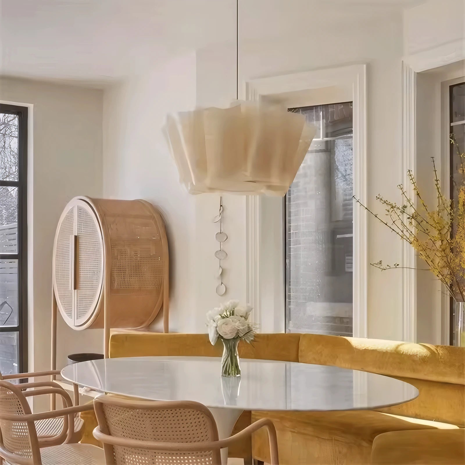 Elegant Ceiling Lamp | Soft Fabric Flush Mount Ceiling Light with Warm Ambiance | Versatile Lighting for Home Decor 3