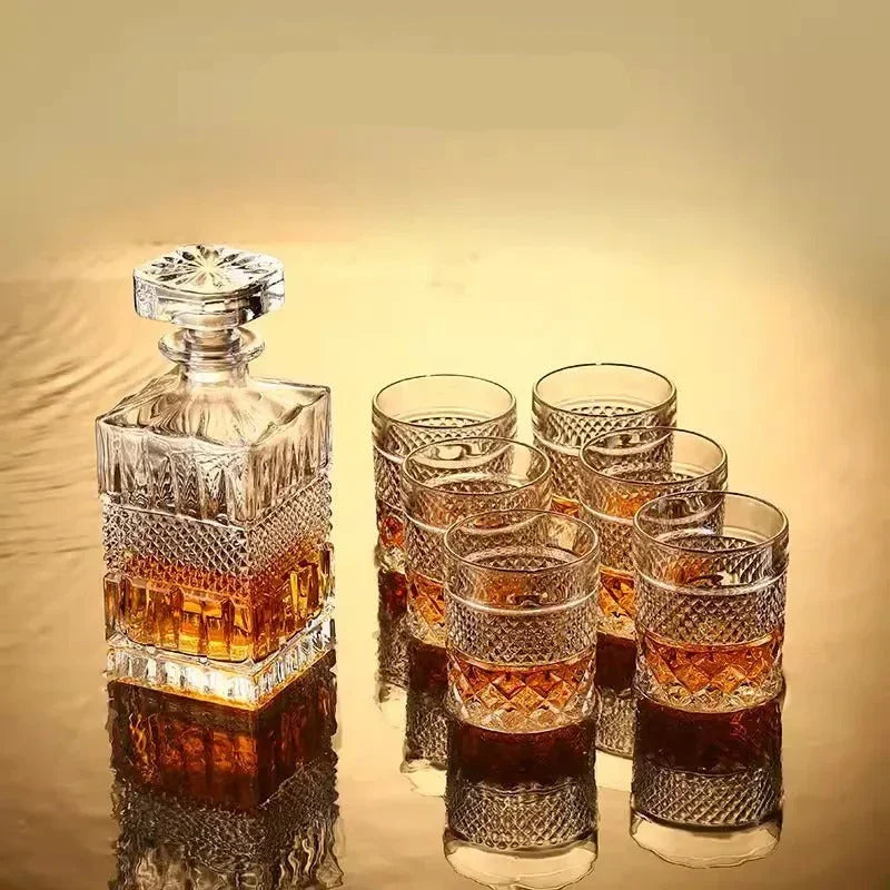 Elegant Crystal Wine Decanter Set with Matching Cups for Enhanced Flavor Experience 3