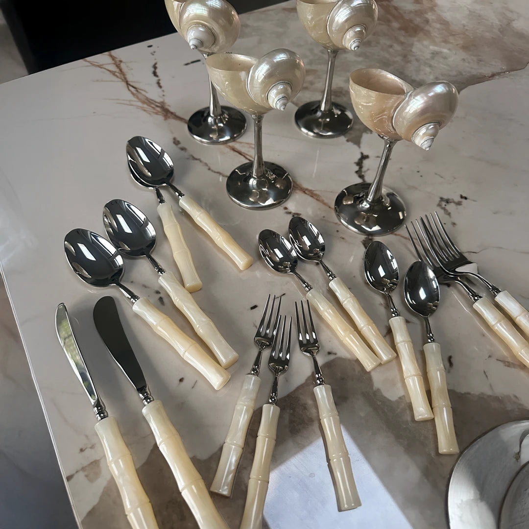 Elegant Cutlery Set | Beige Resin Handles with Durable Stainless Steel | Stylish Dining for Everyday Use 7
