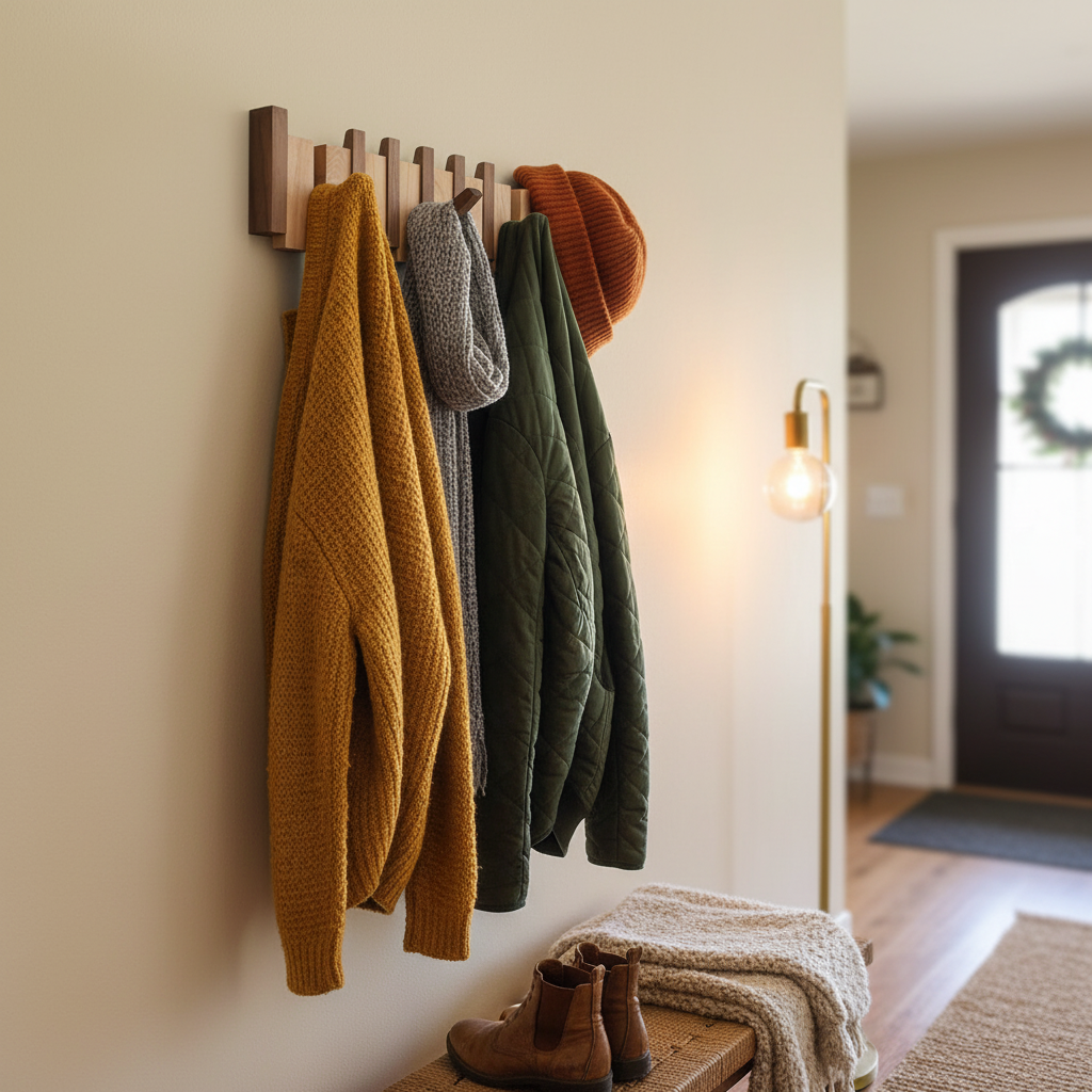 Elegant HarmonyCoat | Wall Mounted Coat Rack with Piano Design | Stylish Storage for Entryway Organization 2