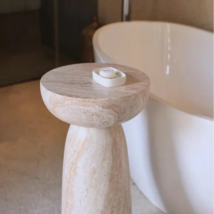 Elegant High Side Table | Faux Marble Finish with Lightweight Design | Stylish End Table for Modern Interiors 1