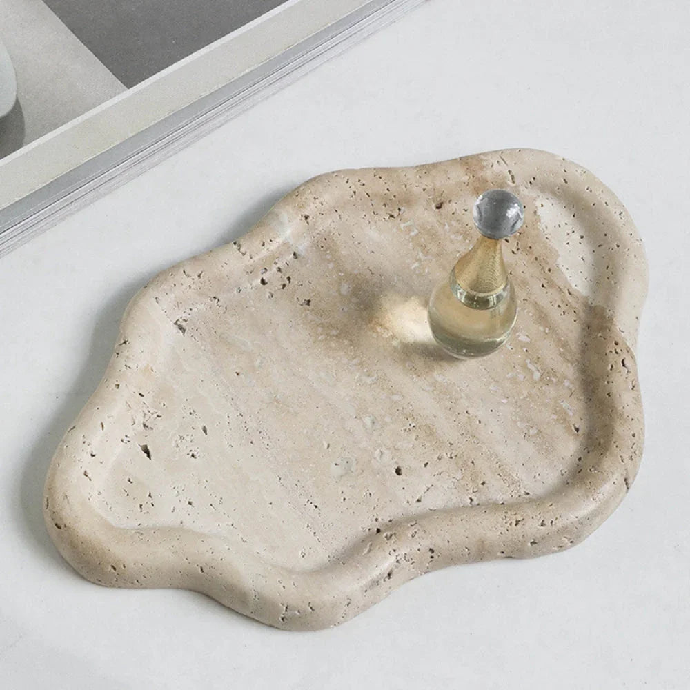 Elegant Jewelry Tray with Cloud-Like Design | Natural Travertine Dish for Stylish Organization 1