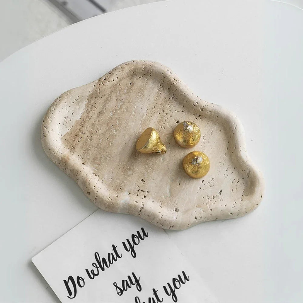 Elegant Jewelry Tray with Cloud-Like Design | Natural Travertine Dish for Stylish Organization 2