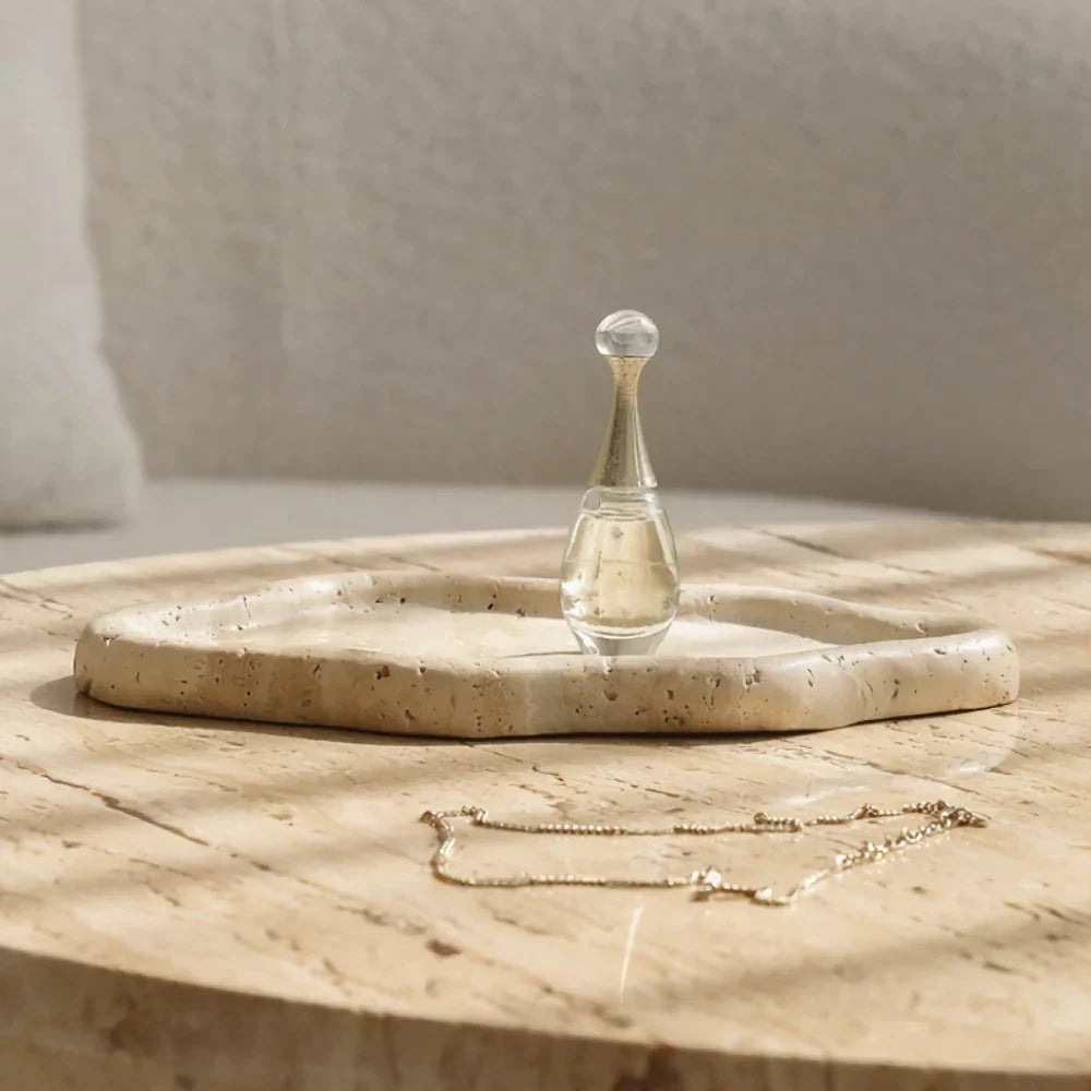Elegant Jewelry Tray with Cloud-Like Design | Natural Travertine Dish for Stylish Organization 3