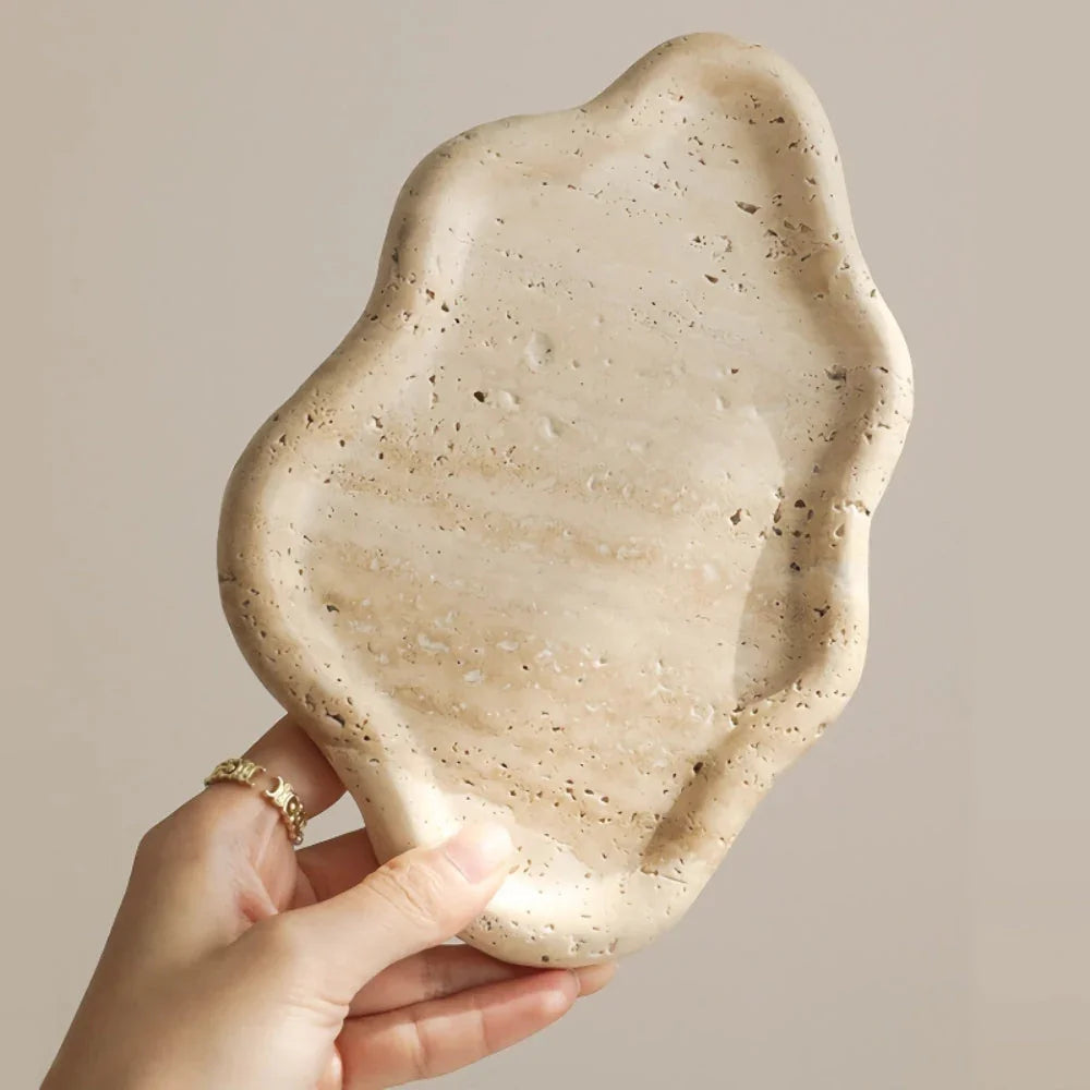 Elegant Jewelry Tray with Cloud-Like Design | Natural Travertine Dish for Stylish Organization 4