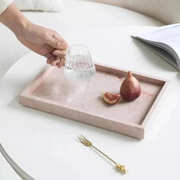 Elegant Marble Tray | Round Marble Tray with Hand-Polished Finish | Versatile Home Decor for Jewelry and Serving 2