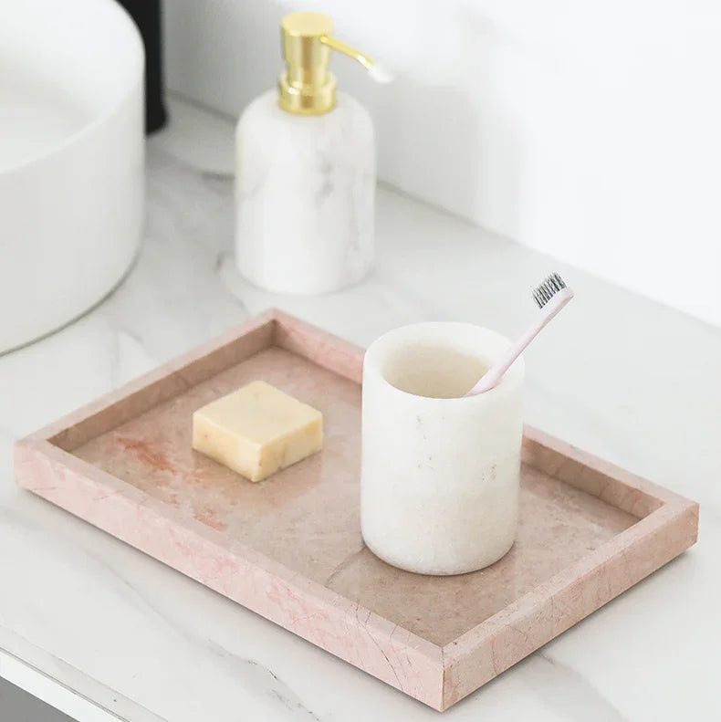 Elegant Marble Tray | Round Marble Tray with Hand-Polished Finish | Versatile Home Decor for Jewelry and Serving 3