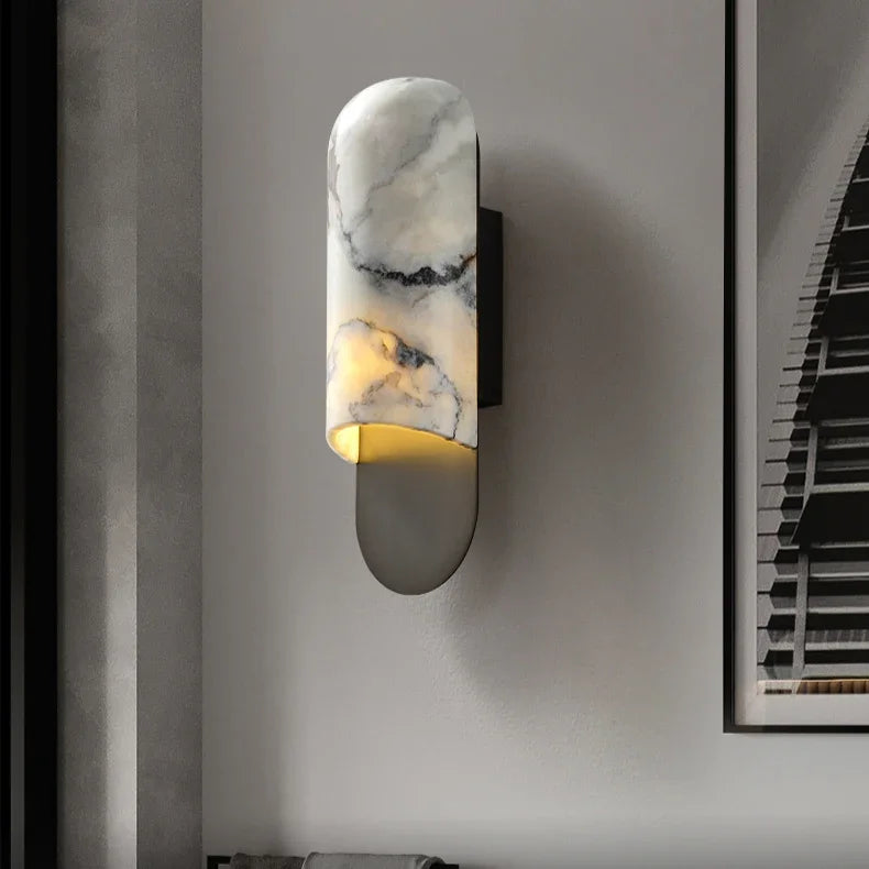 Elegant Marble Wall Sconce Lighting with LED Bulbs - Stylish Design for Luxurious Interiors 1