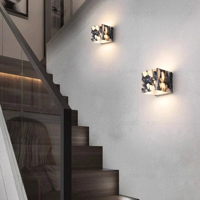 Elegant Marble Wall Sconce with Adjustable LED Lighting | Modern Wall Lamp for Timeless Home Decor 8