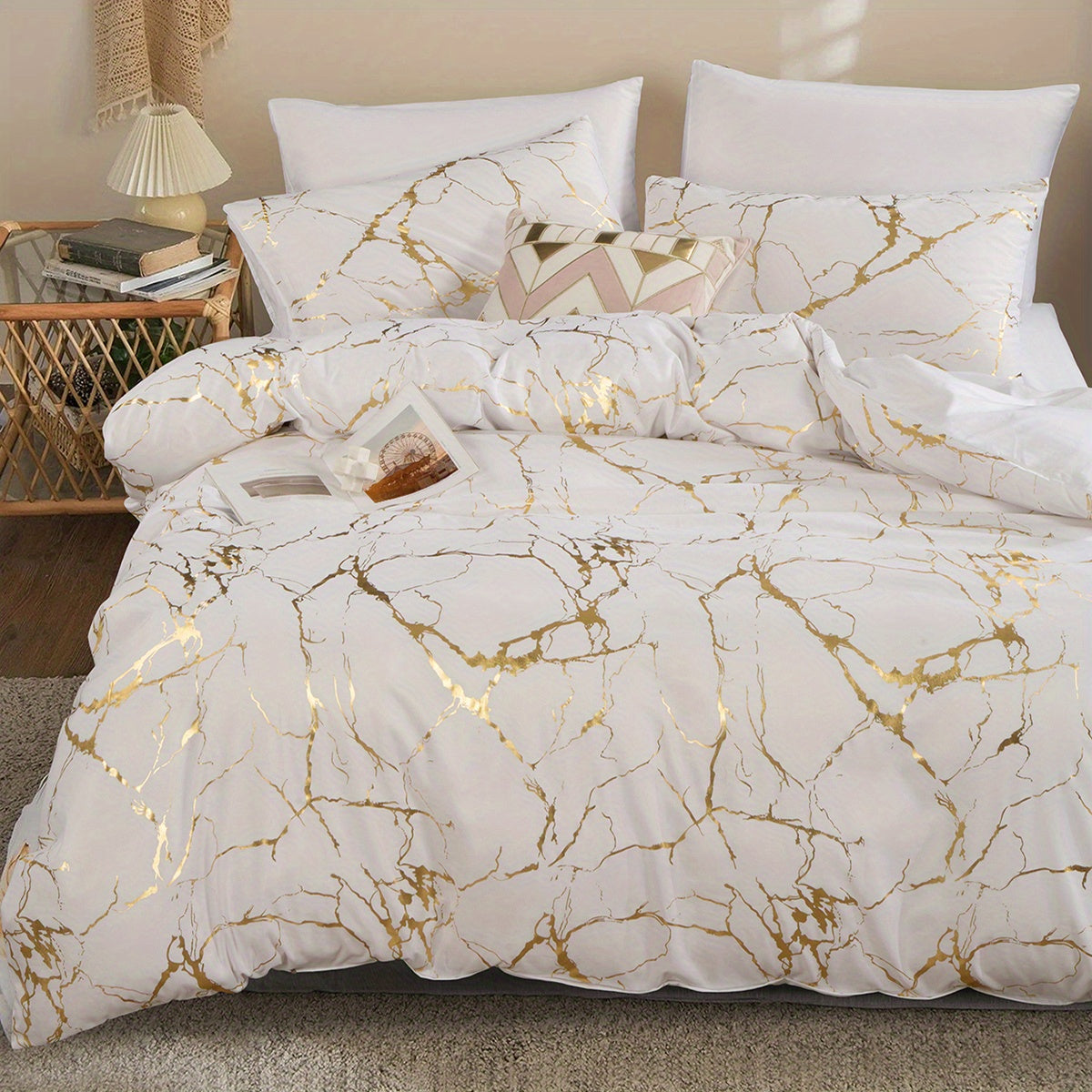 Elegant Marble | King Size Duvet Cover with Silky Soft Fabric | Hypoallergenic Bed Cover for Ultimate Comfort 0