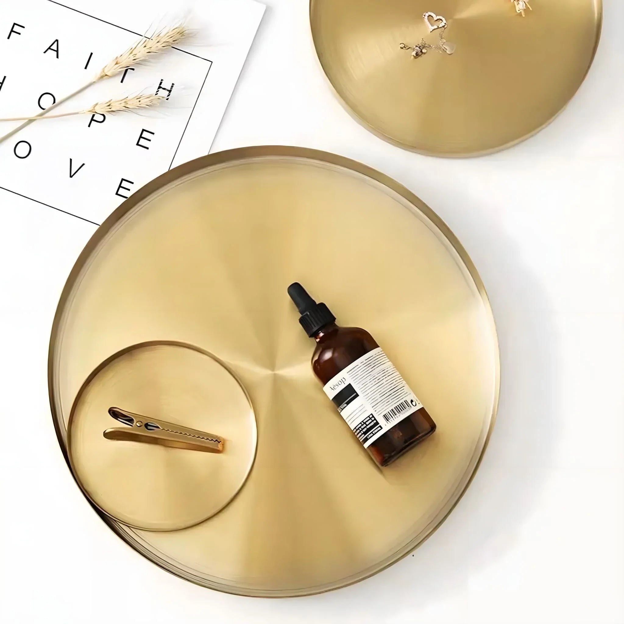 Elegant Round Organizer Tray | Stainless Steel with Gold Finish | Stylish Storage Solution for Kitchen and Home 1