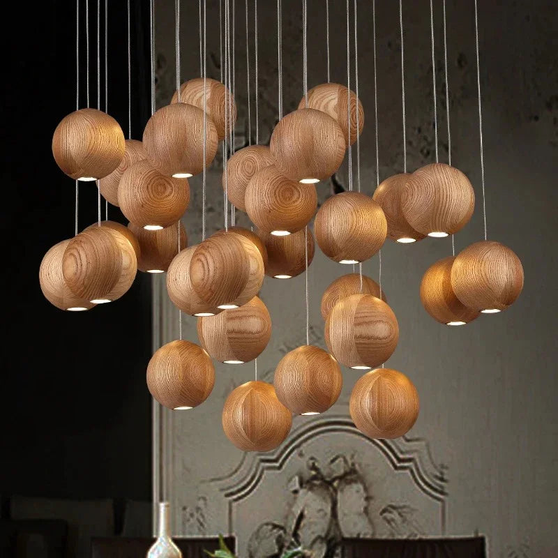 Elegant Wood LED Pendant Light | Modern Kitchen Pendant Lighting with Adjustable Height | Stylish Fixture for Cozy Interiors 3