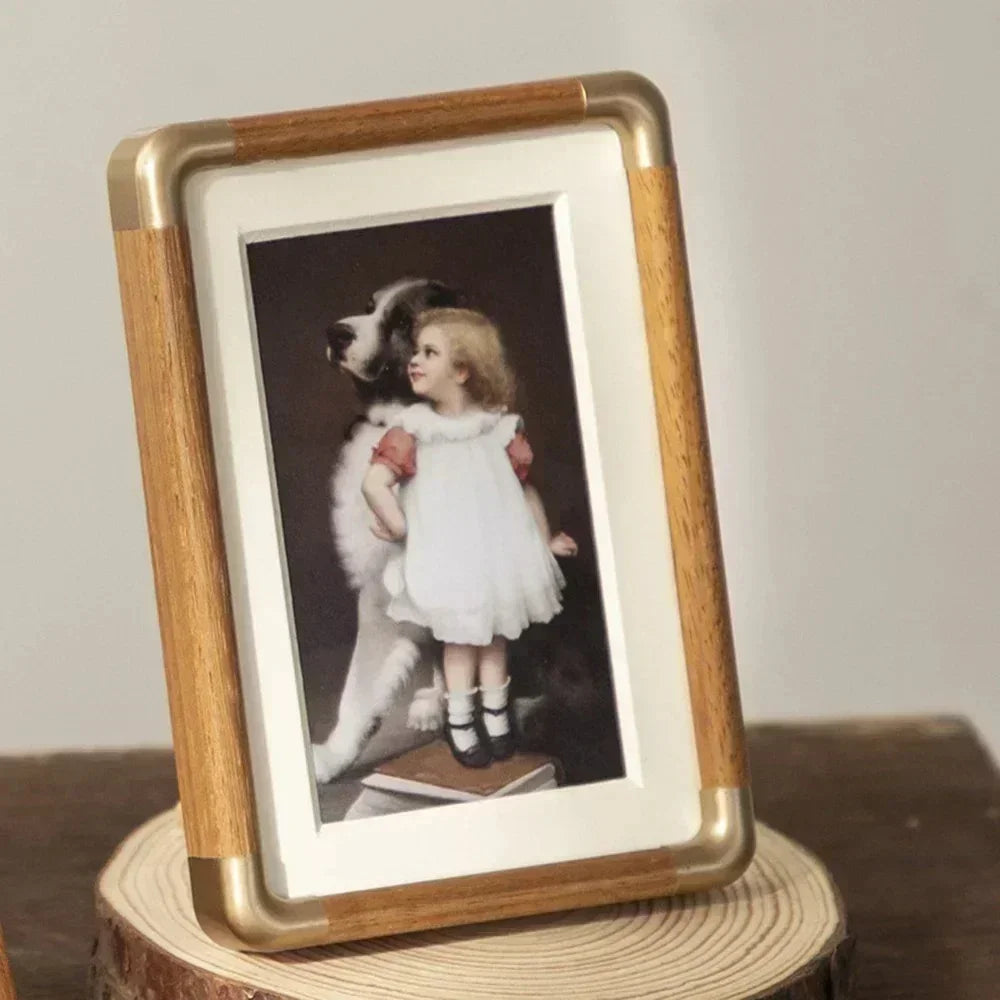 Elegant Wood Photo Frame | Vintage Design with Corner Detailing | Perfect for Cherished Memories in Home or Office Decor 0