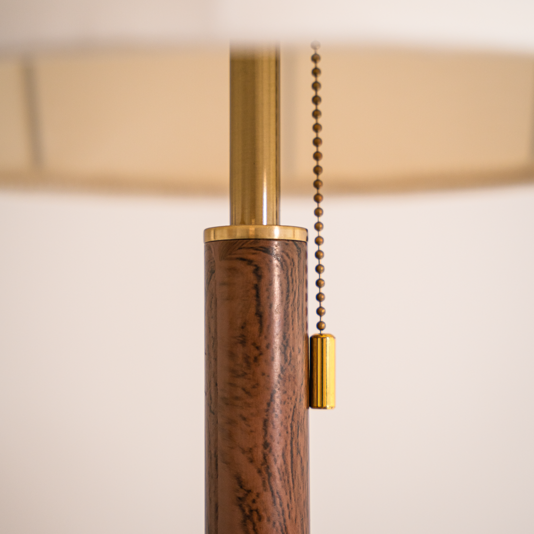 Elegant Wooden Table Lamp with Golden Accents & Fabric Shade | Stylish Bedside Lamp for Cozy Ambiance 4