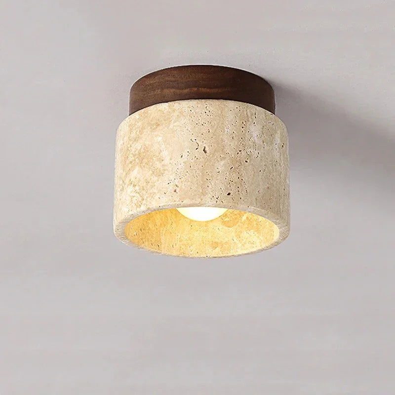 Elegant | Flush Mount Ceiling Light with Travertine Shade | Minimalist Design for Hotels and Restaurants 1