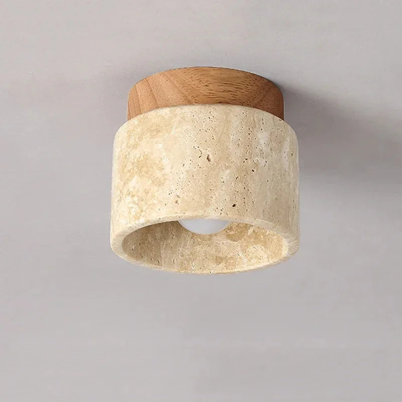 Elegant | Flush Mount Ceiling Light with Travertine Shade | Minimalist Design for Hotels and Restaurants 2