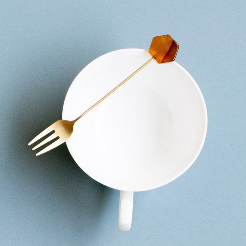 Granot Collection | Golden Stainless Steel Cutlery Set with Unique Stone Handles | Elegant Geometric Design for Stylish Dining 5