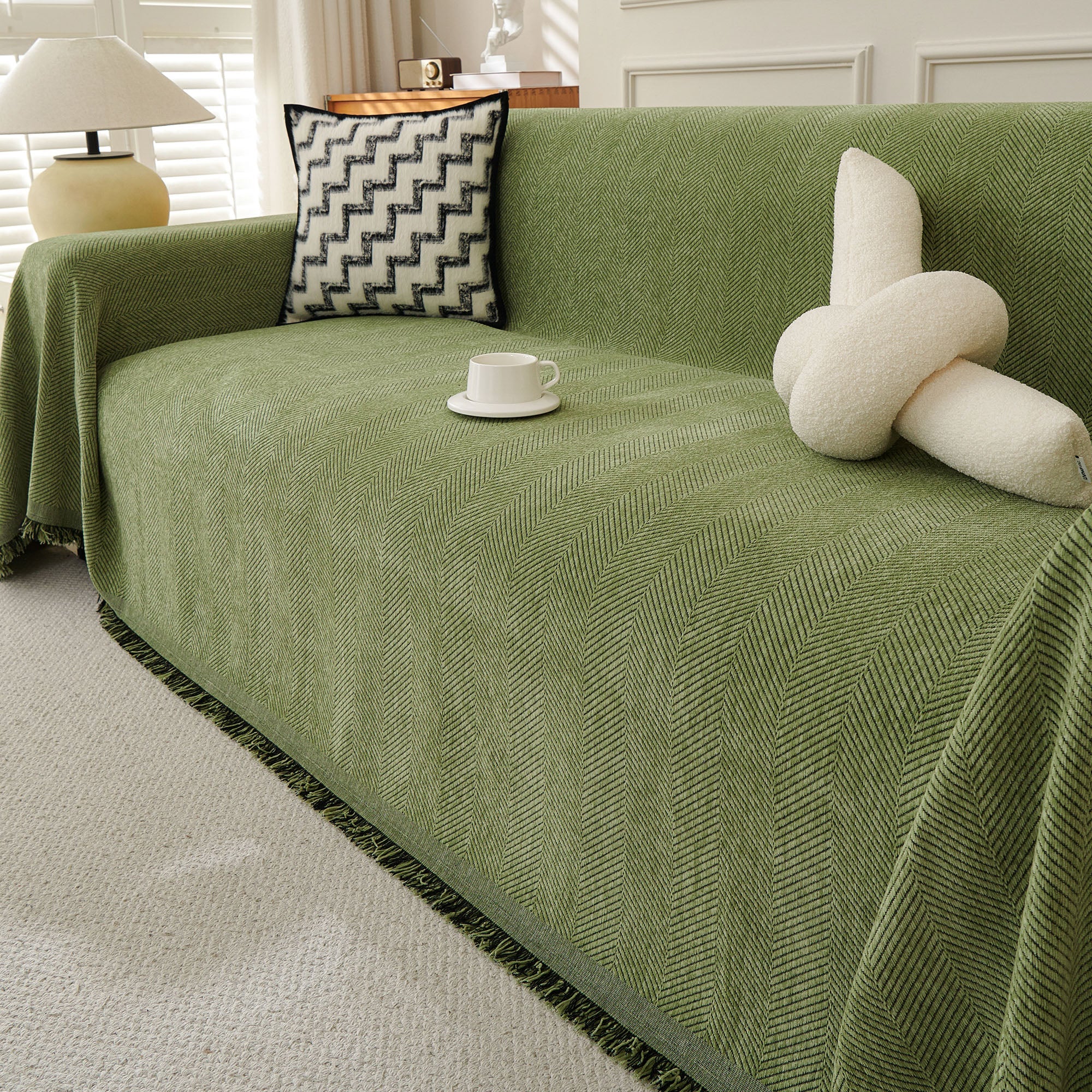 Herringbone Haven | Sofa Cover with Soft Breathable Fabric | Stylish Protector for Pets and Furniture 14