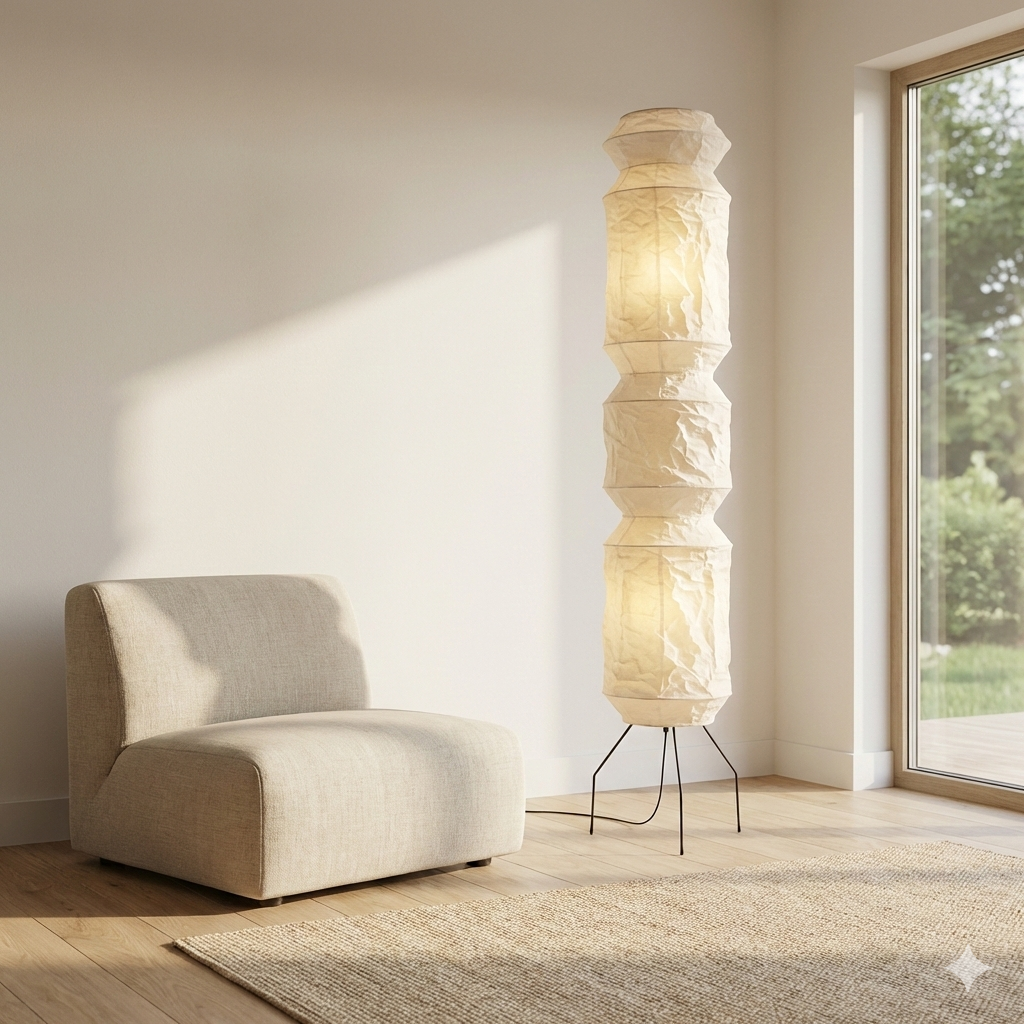 Ivy Collection | Modern Floor Lamp with Handcrafted Rice Paper Shade | Elegant Ambient Lighting for Serene Spaces 4
